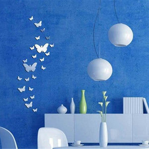 12 Pcs 3D Mirrors Butterfly Wall Stickers Decal SKU# MOS0045