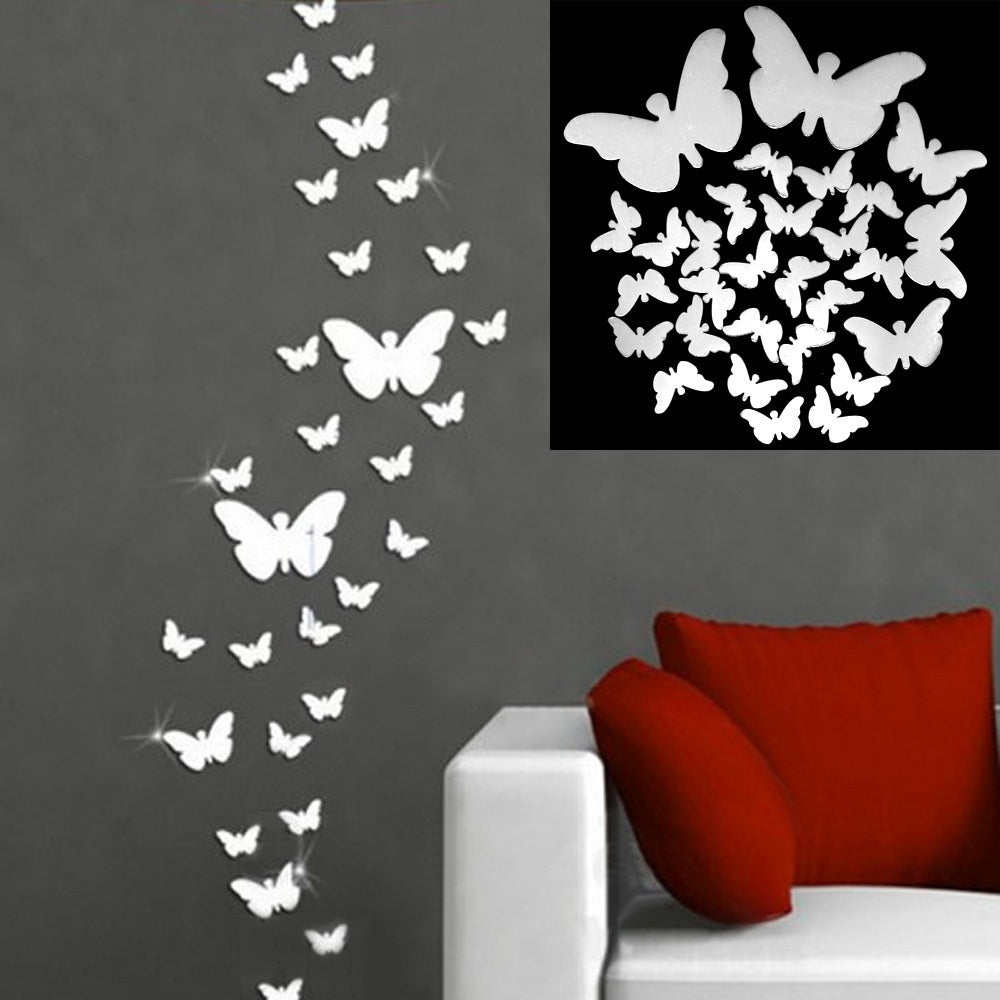 12 Pcs 3D Mirrors Butterfly Wall Stickers Decal SKU# MOS0045