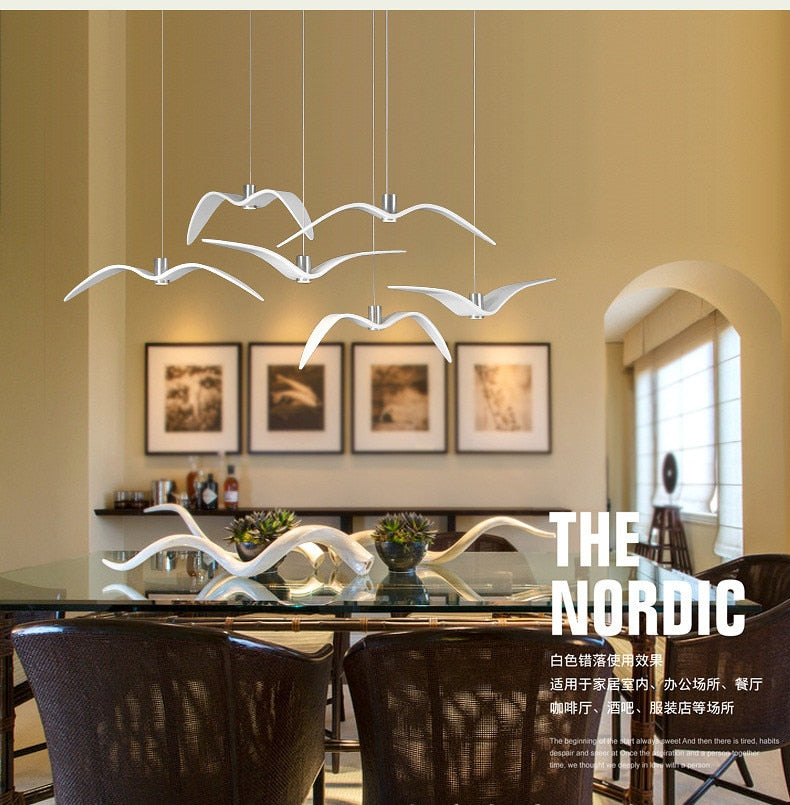 LED Seagull Pendant Light Art White Seagull SKU# LIG0041