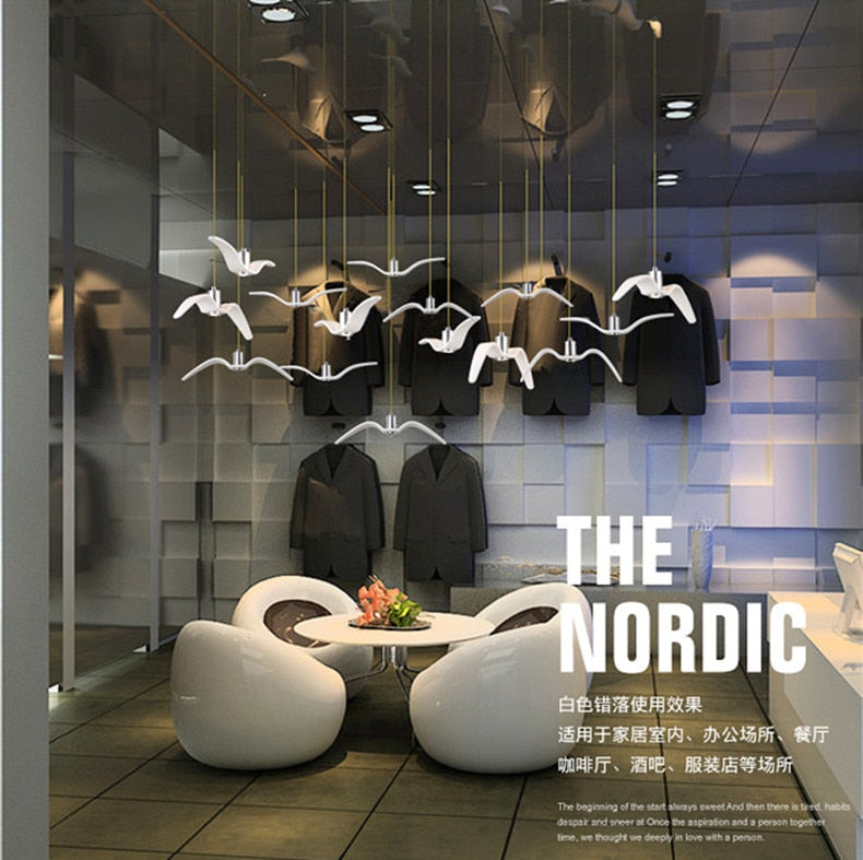 LED Seagull Pendant Light Art White Seagull SKU# LIG0041