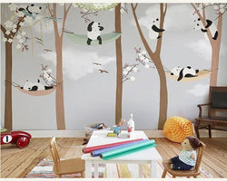 3D Wallpaper Cartoon Panda Trees SKU# WAL0085