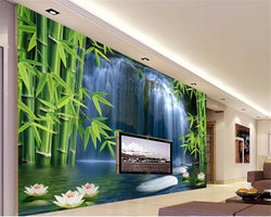 3D Wallpaper Cave Waterfall for Accent Wall