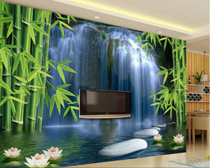 3D Wallpaper Cave Waterfall for Residential & Commercial Spaces