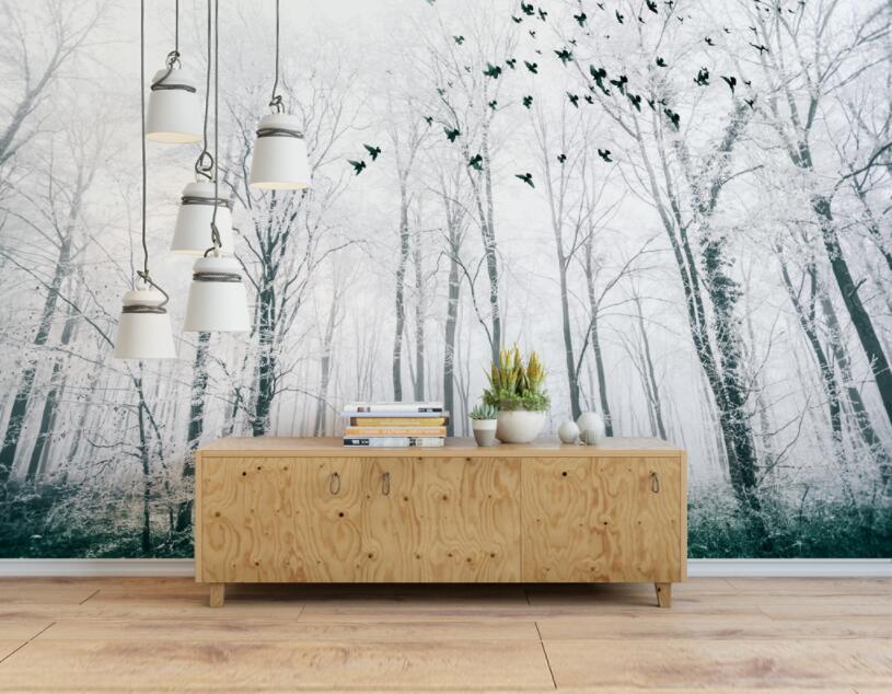 3D Wallpaper Snow Bird Forest SKU# WAL0032