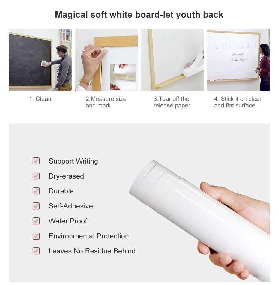 Whiteboard Sticker Dry Erase White Board Self-Adhesive SKU#ELE0027
