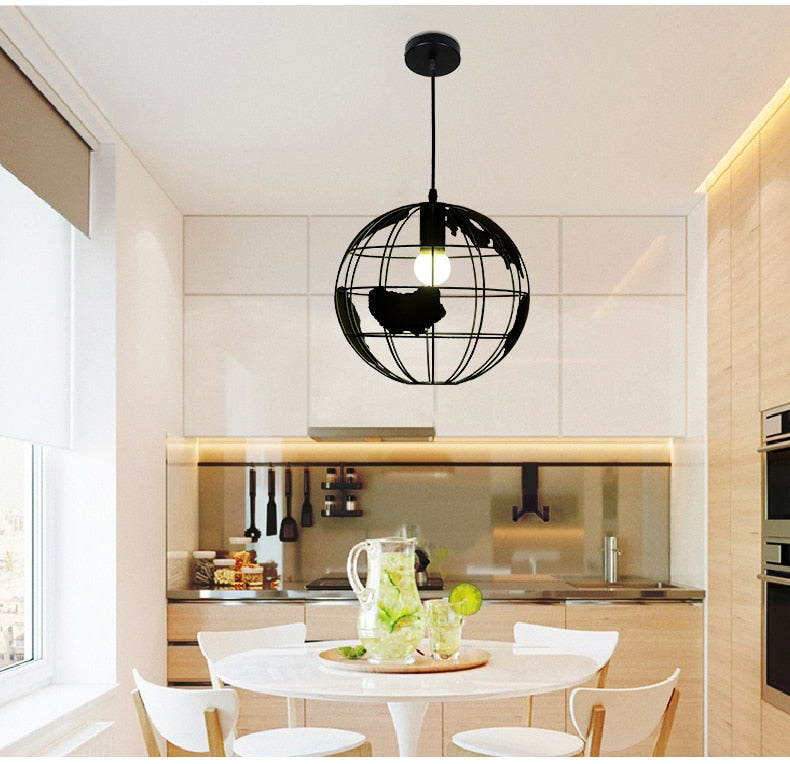 LED Simple Wrought Iron Globe Chandelier Lights SKU# LIG0042