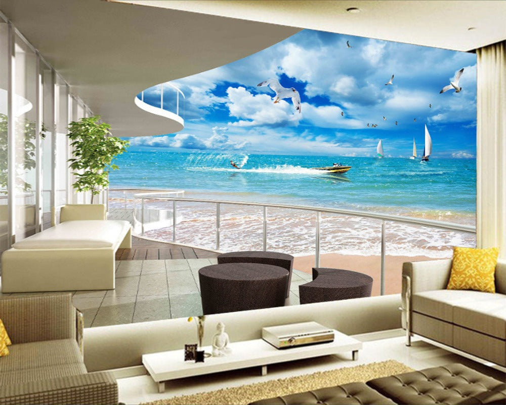 3D Wallpaper Custom Mural Seaside SKU# WAL0141