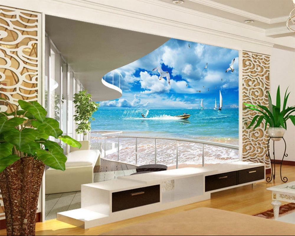 3D Wallpaper Custom Mural Seaside SKU# WAL0141